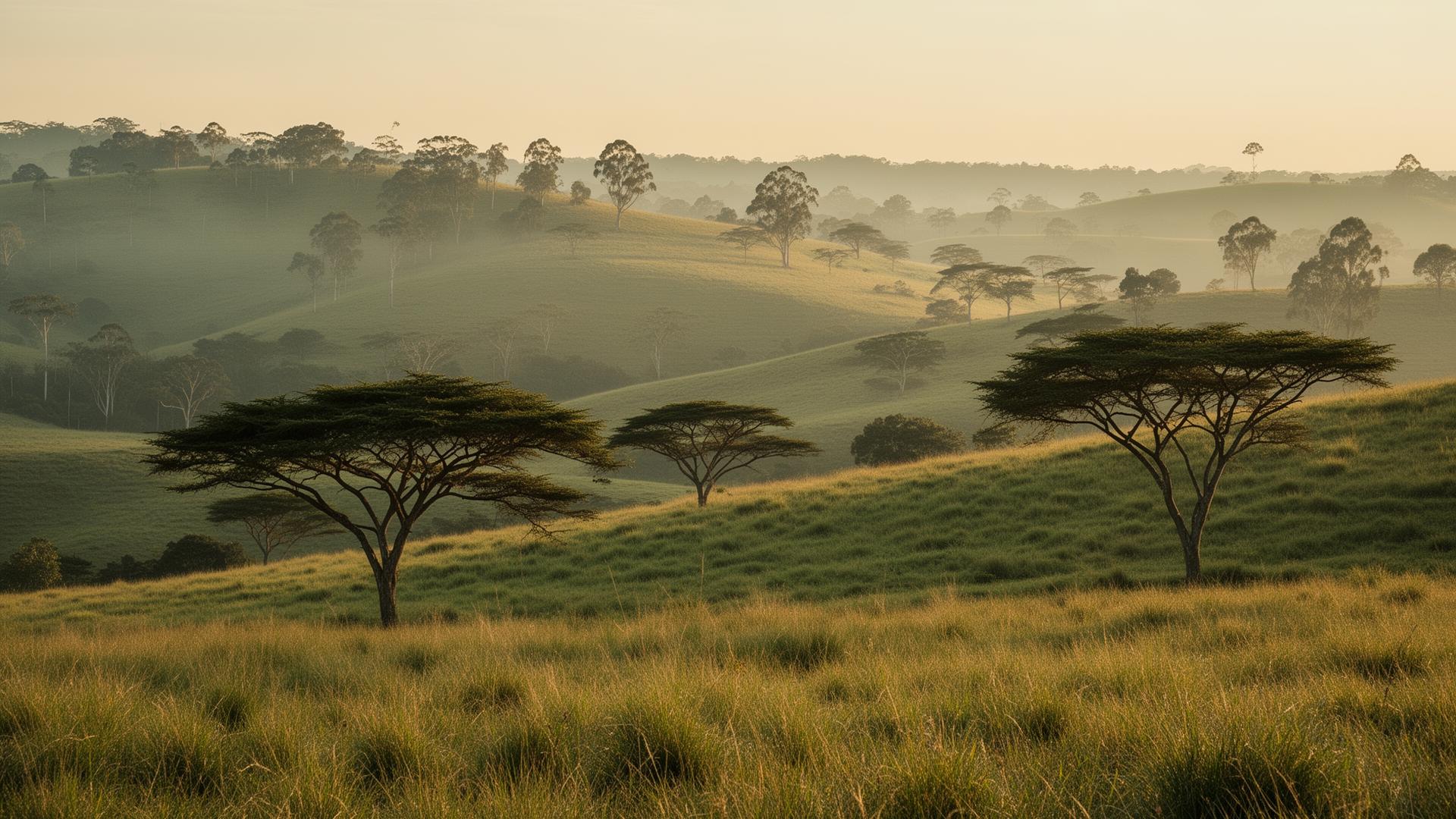 Paisagem da fazenda ao entardecer